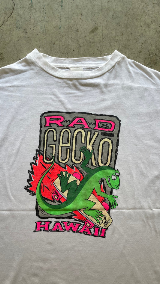 1980S "GECKO HAWAII" SKATER WHITE TEE - XL