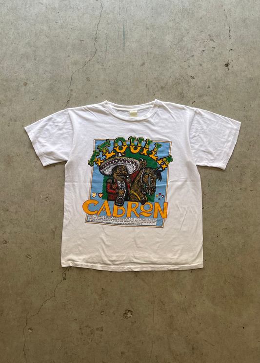 1980S TEQUILA CABRON WHITE TEE - L