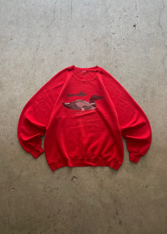 1990S NATURES RAGLAN SWEATSHIRT RED - L