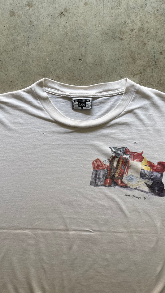 1990S "NORDSTROM COWBOY" WHITE TEE - L