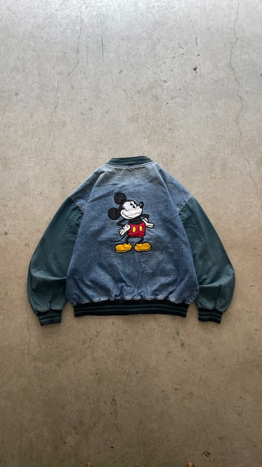 1990S "MICKEY MOUSE" VARSITY DENIM JACKET - XL