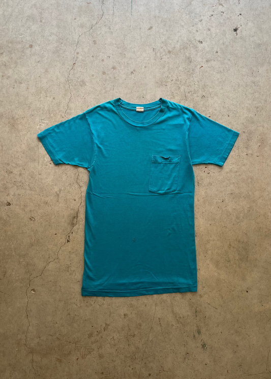 1990S TEAL FADED POCKET TEE - S