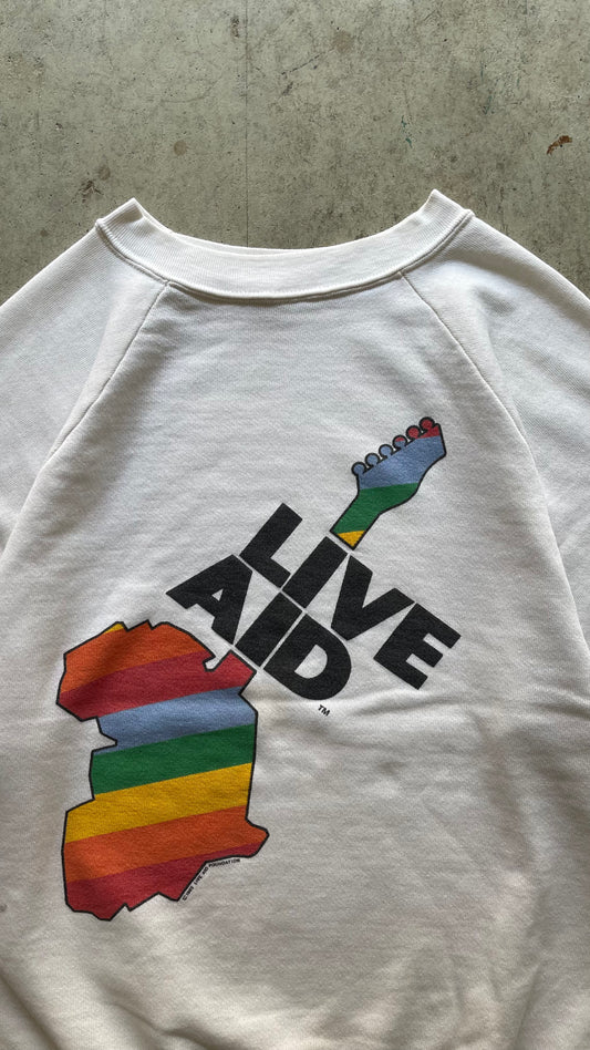 1990S "LIVE AID FESTIVAL" WHITE RAGLAN SWEATSHIRT - M
