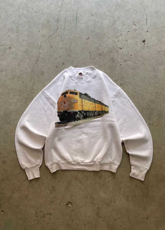 1990S "TRAIN" WHITE SWEATSHIRT - XL