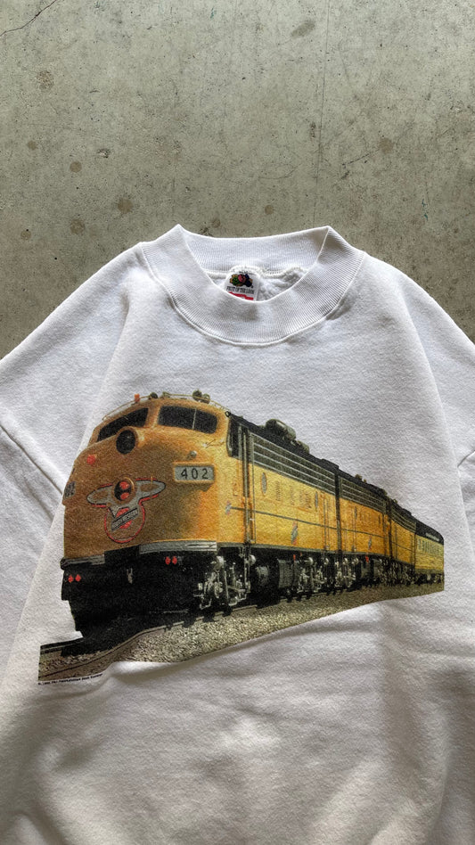 1990S "TRAIN" WHITE SWEATSHIRT - XL