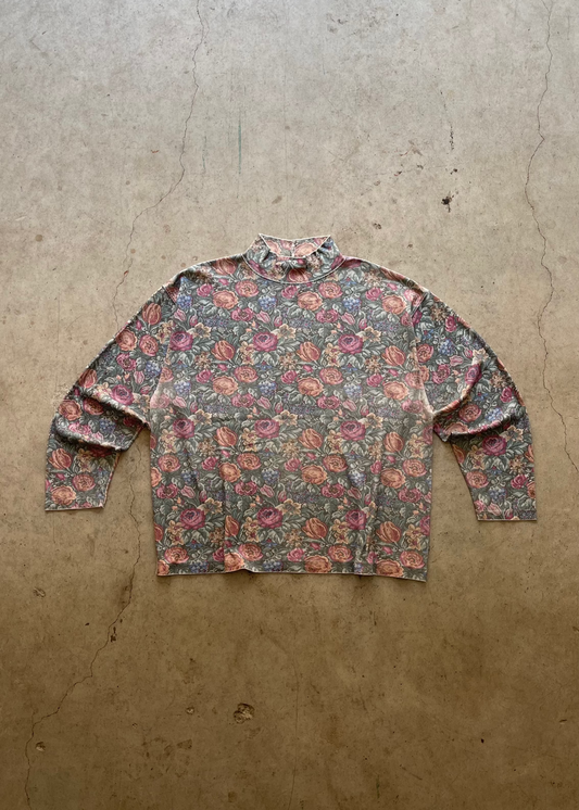 1990S "LL BEAN FLORAL" TURTLE NECK SWEATSHIRT - M