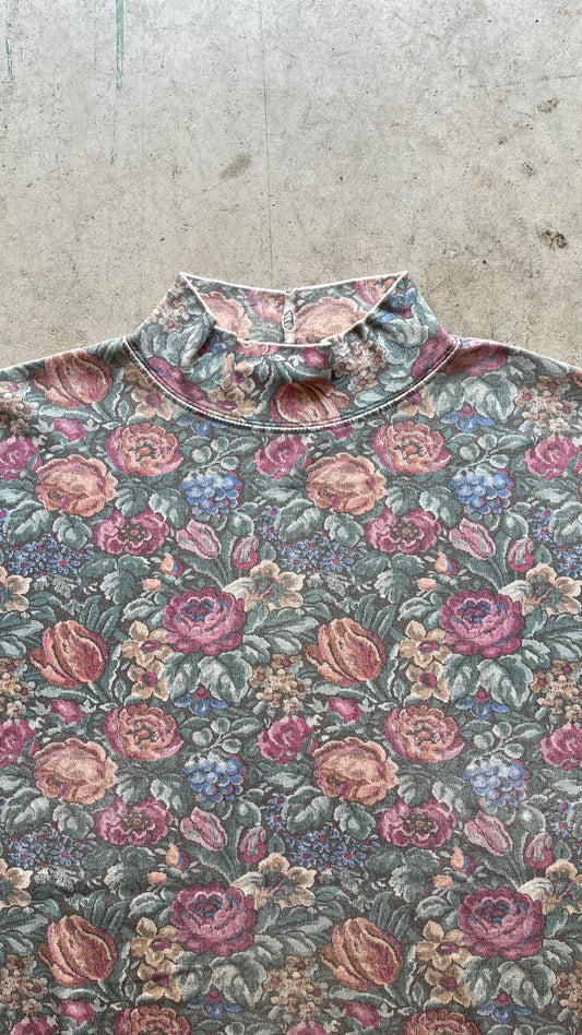 1990S "LL BEAN FLORAL" TURTLE NECK SWEATSHIRT - M