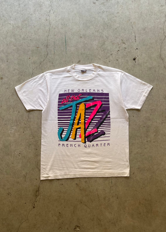 1990S "NEW ORLEANS JAZZ" WHITE TEE - L