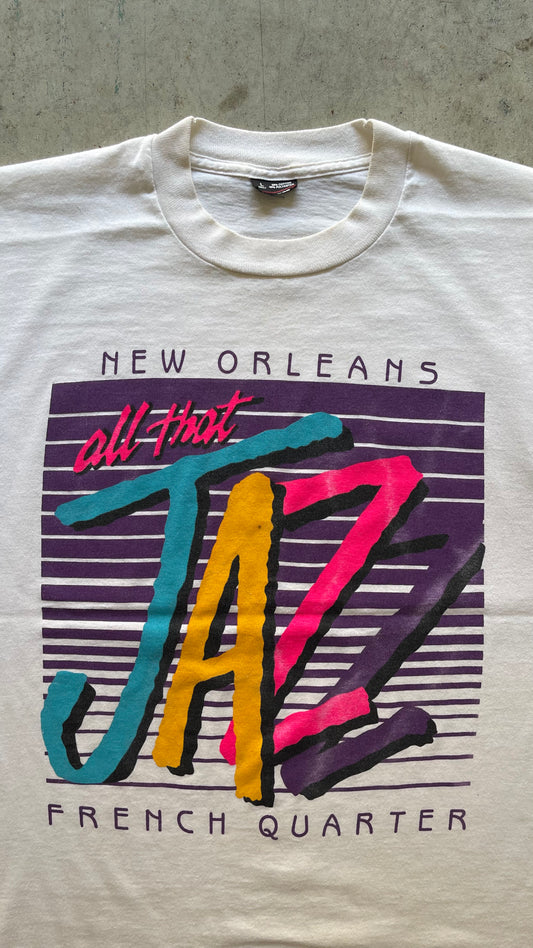 1990S "NEW ORLEANS JAZZ" WHITE TEE - L