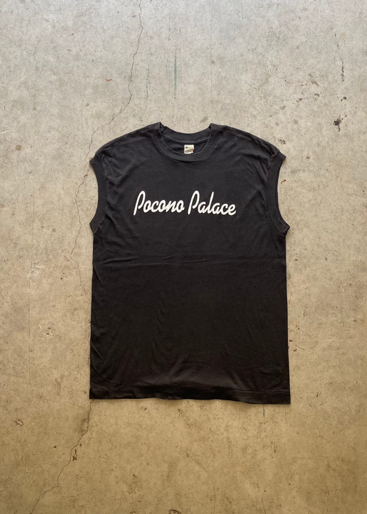 1990S "POCONO PALACE" FADED BLACK TANK TEE - XL