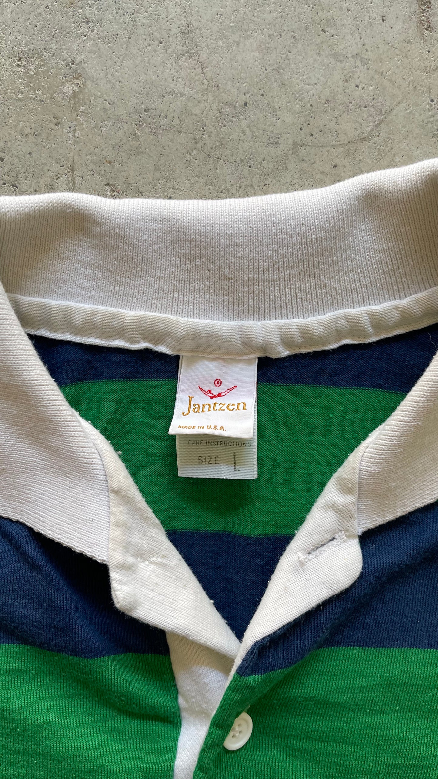 1990S STRIPED SHORT SLEEVE BUTTON UP BLUE/GREEN - L