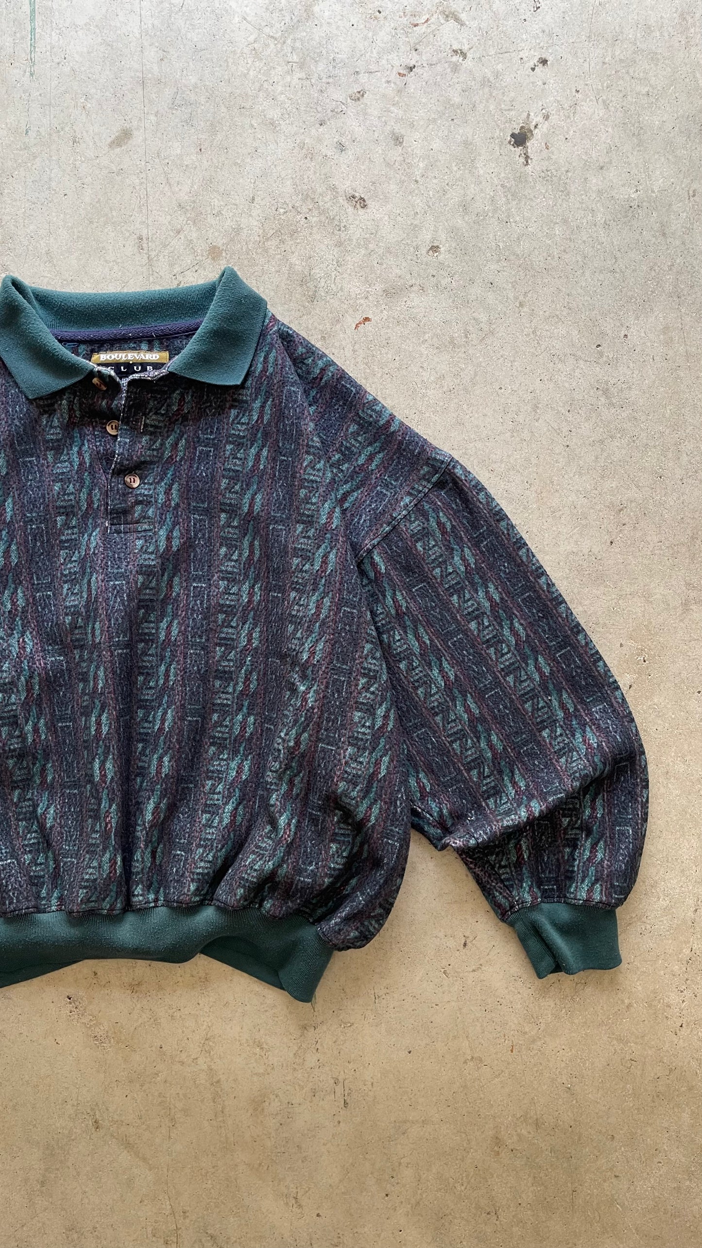1990S AZTEC BUTTON UP SWEATSHIRT - L