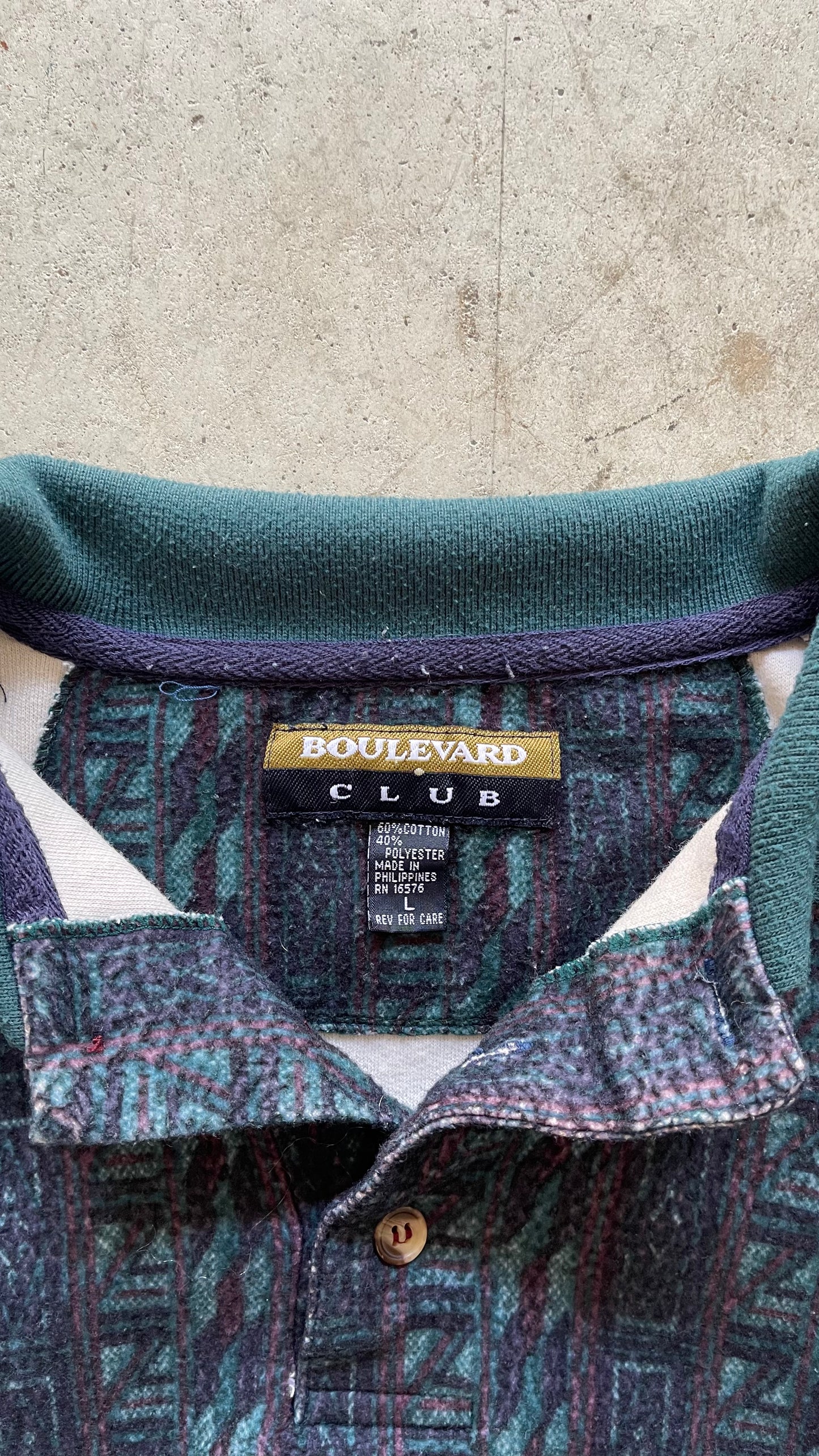 1990S AZTEC BUTTON UP SWEATSHIRT - L