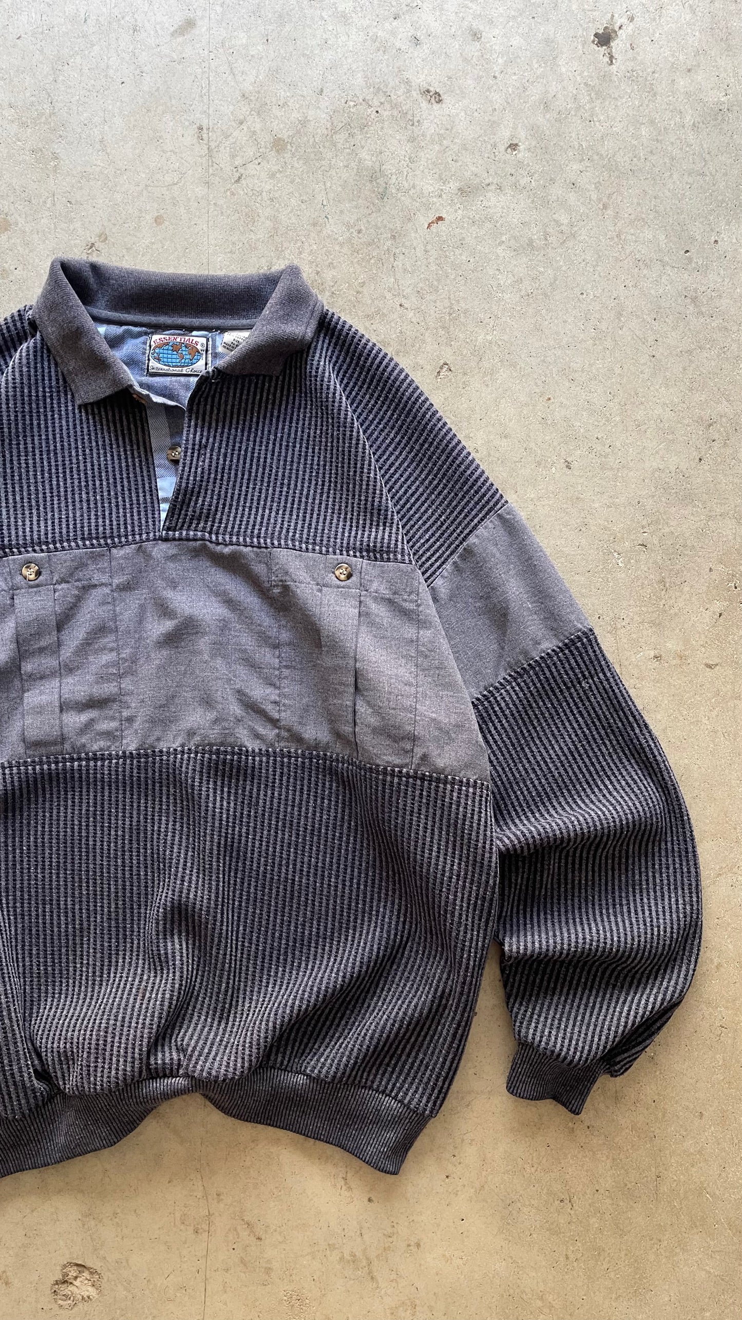 1990S PATTERNED BUTTON UP SWEATSHIRT - L