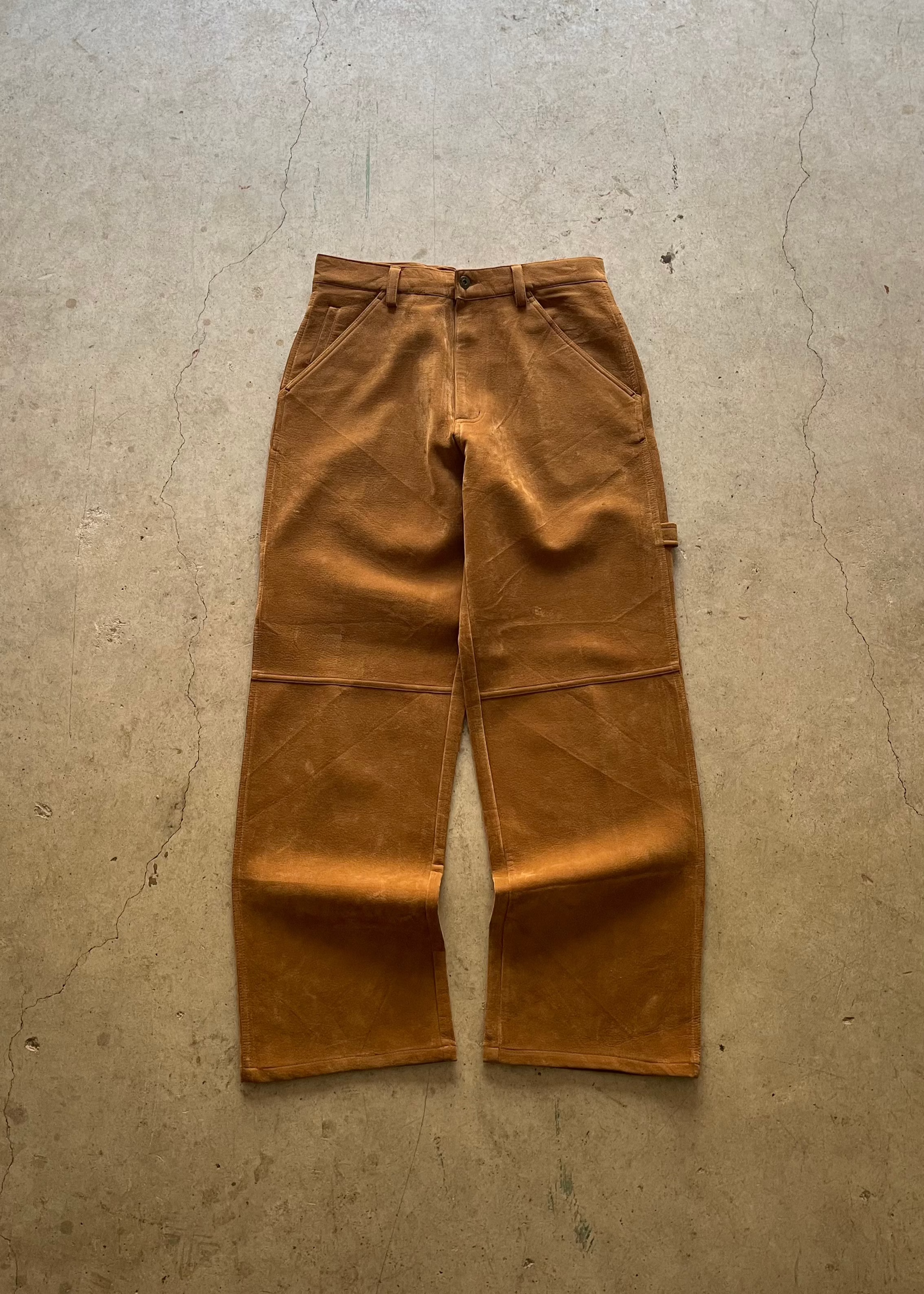 2000S WIDE LEG CARPENTER WORKWEAR SUEDE PANTS -34X32