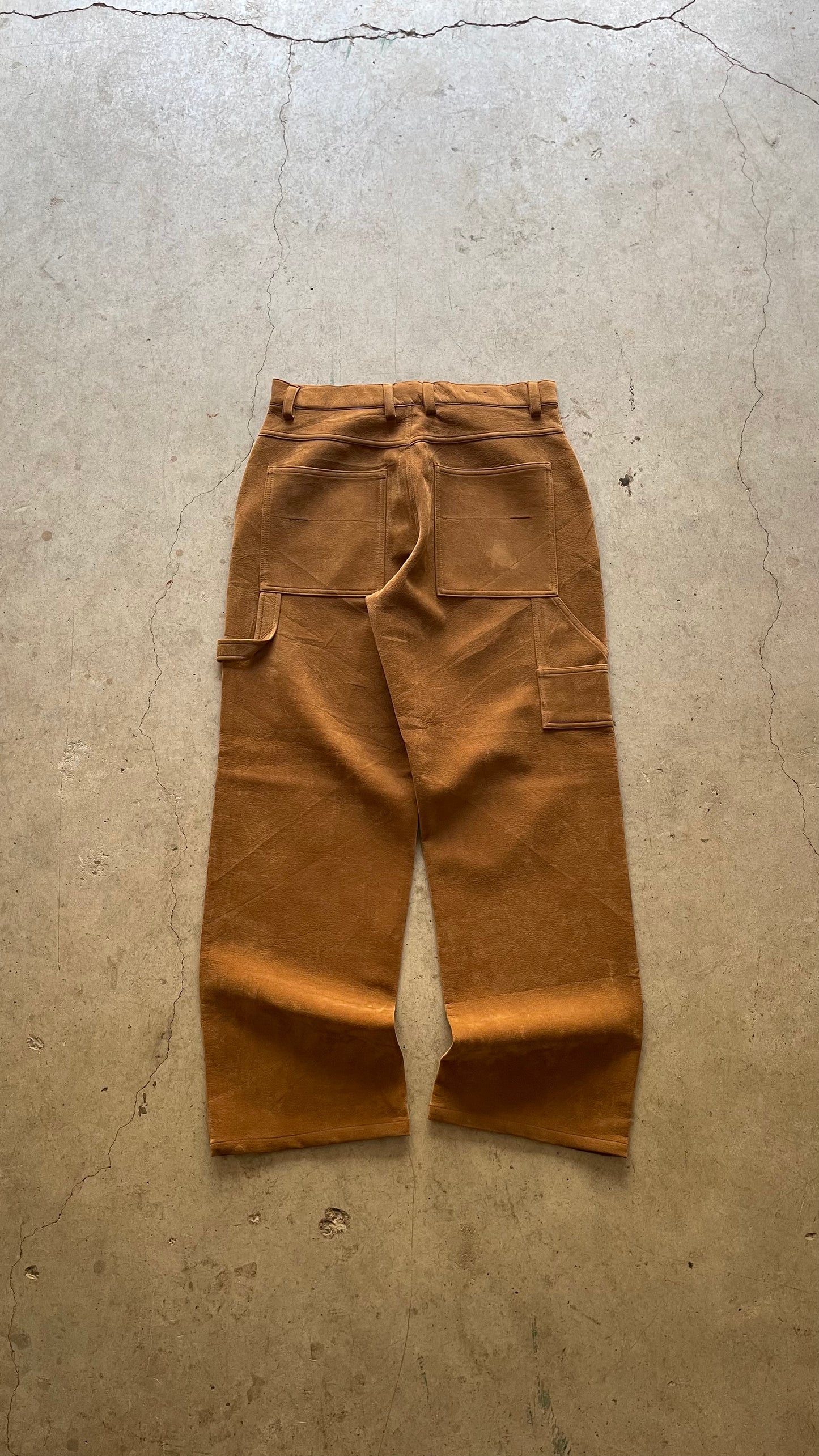 2000S WIDE LEG CARPENTER WORKWEAR SUEDE PANTS -34X32