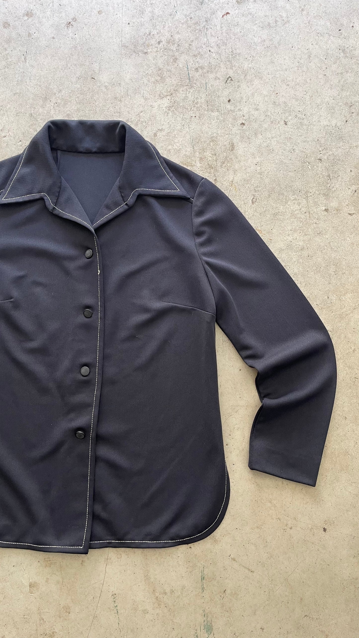 1990S NAVY WESTERN BUTTON UP SHIRT - L