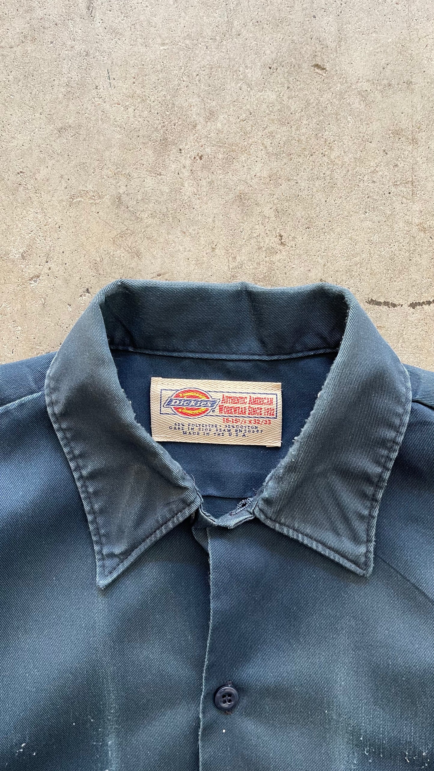 1990S FADED "DICKIES" WORKWEAR BUTTON UP - L