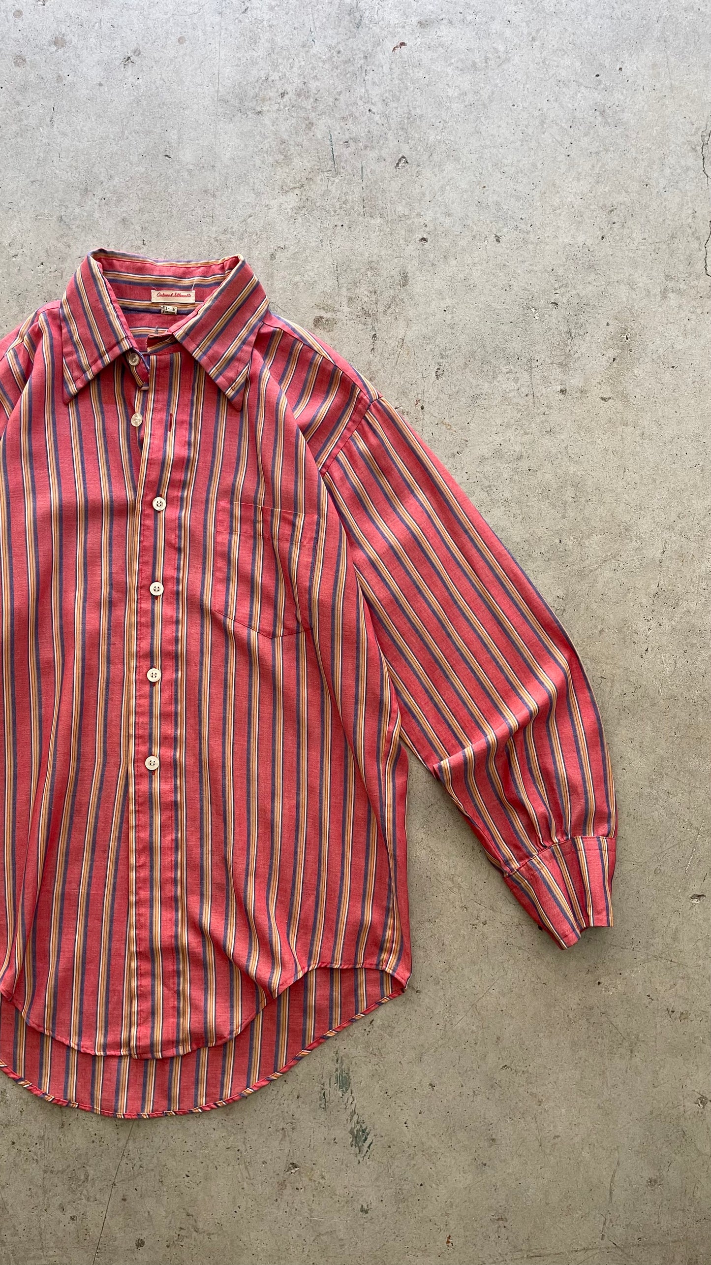 1990S RED STRIPES LONG SLEEVE BUTTON UP - L
