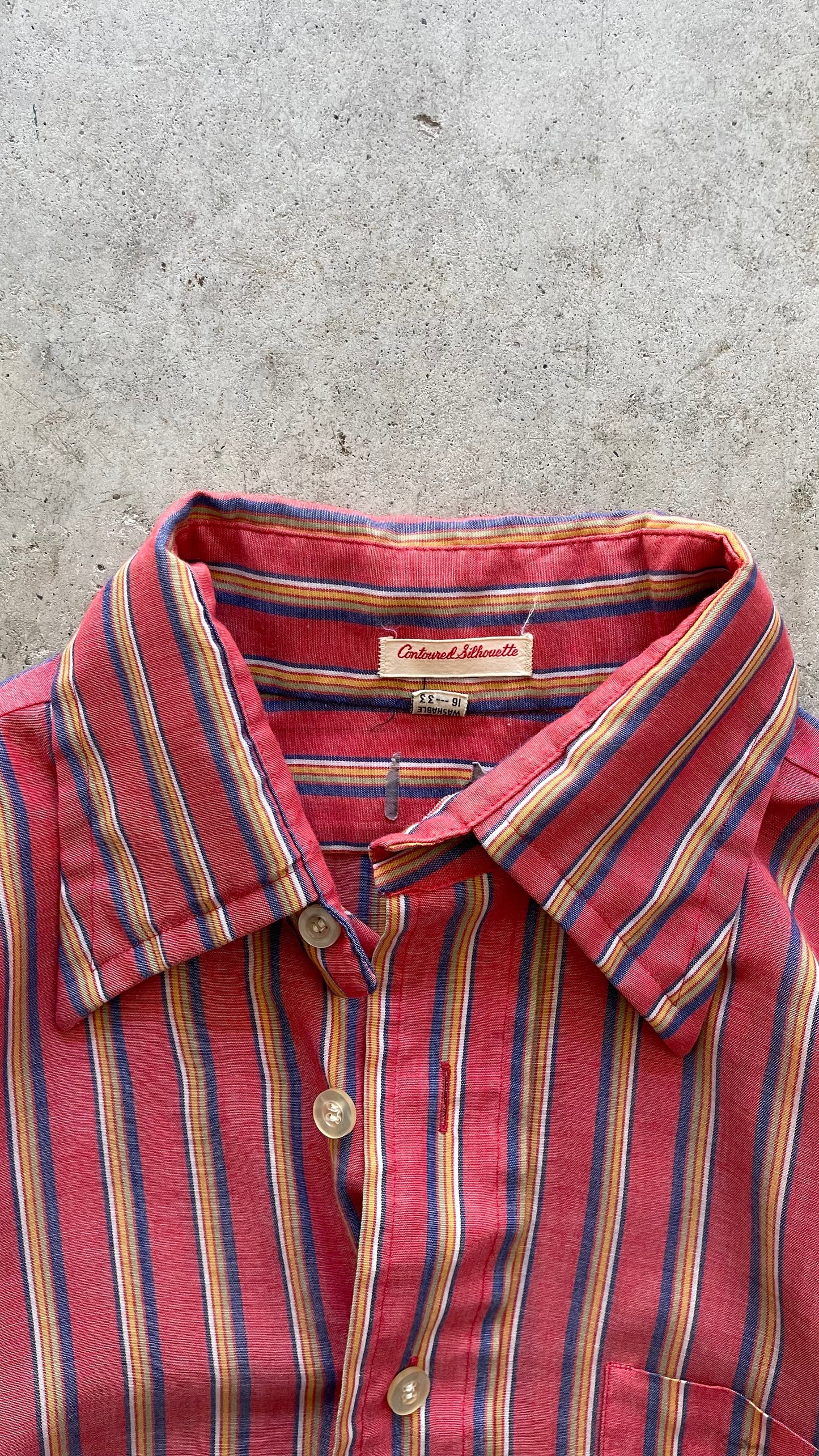 1990S RED STRIPES LONG SLEEVE BUTTON UP - L