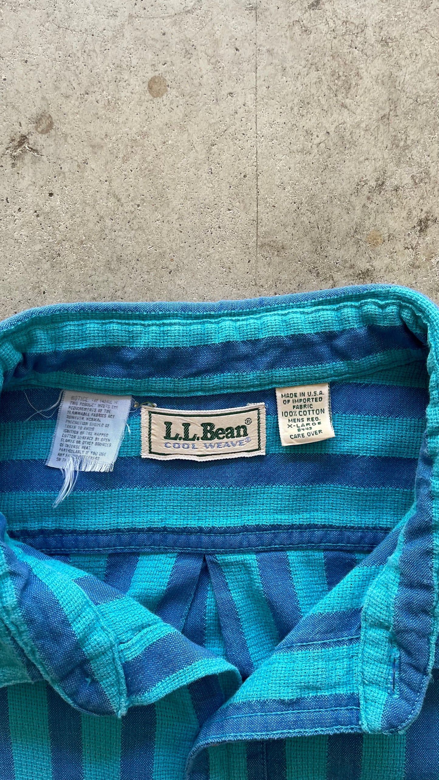 1990S "LL BEAN" STRIPED SHORT SLEEVE BUTTON UP - XL