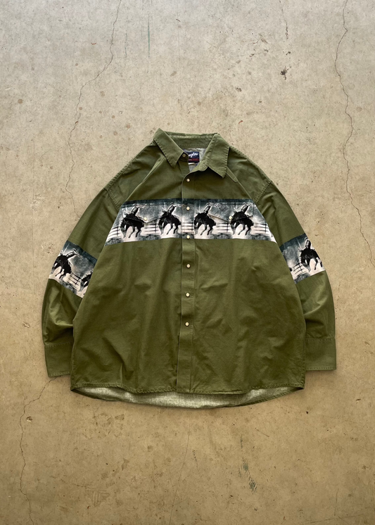 1990S "WESTERN COWBOY" WRANGLER PEARL SNAP SHIRT - L