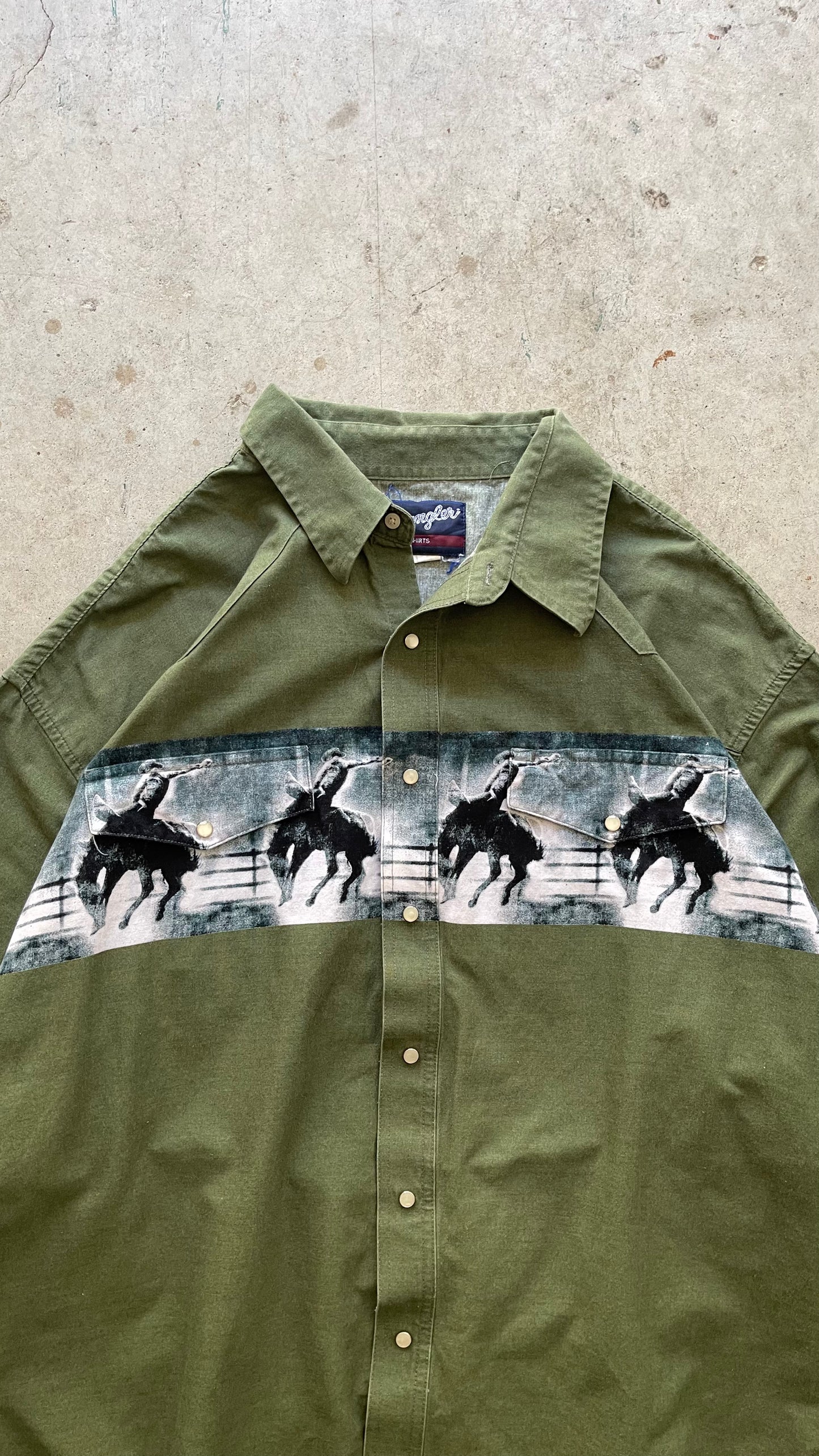 1990S "WESTERN COWBOY" WRANGLER PEARL SNAP SHIRT - L