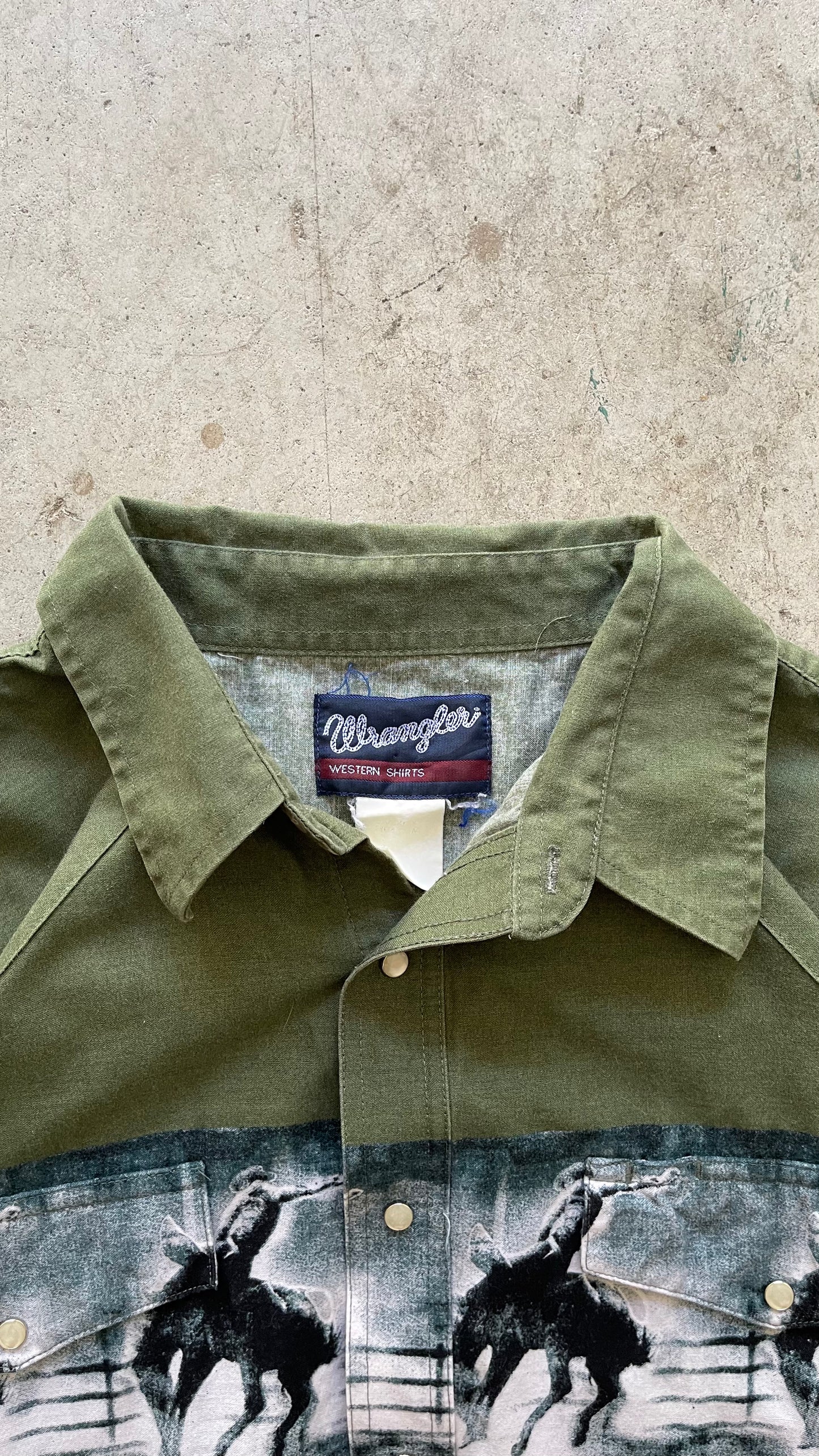 1990S "WESTERN COWBOY" WRANGLER PEARL SNAP SHIRT - L