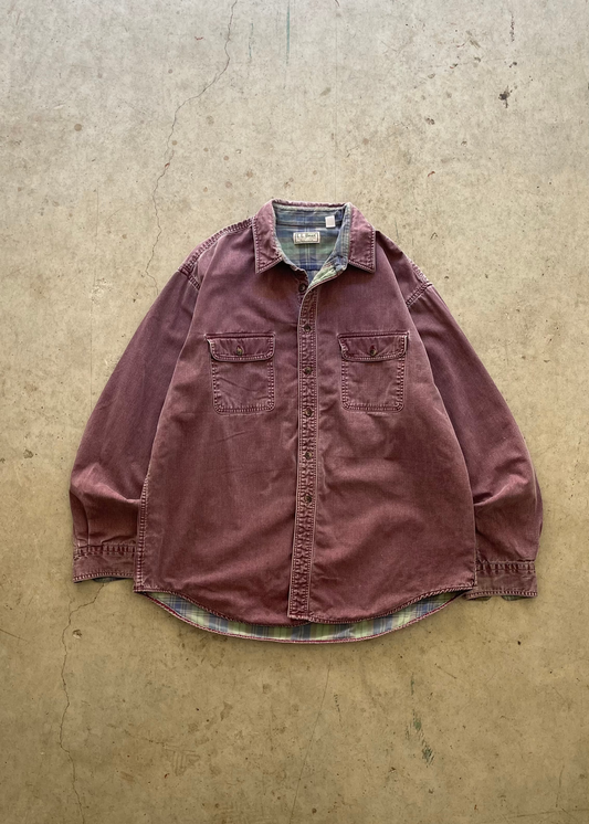 1990SS "LL BEAN" FADED MAROON BUTTON UP SHIRT - L