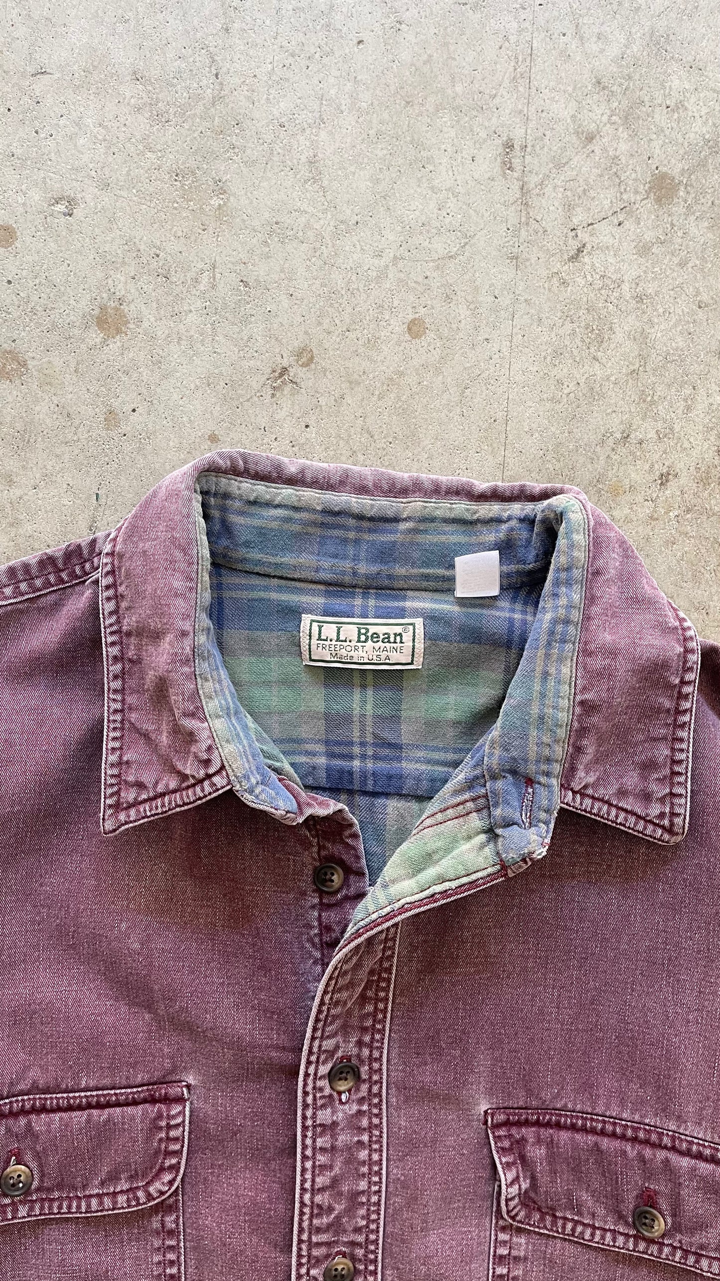 1990SS "LL BEAN" FADED MAROON BUTTON UP SHIRT - L