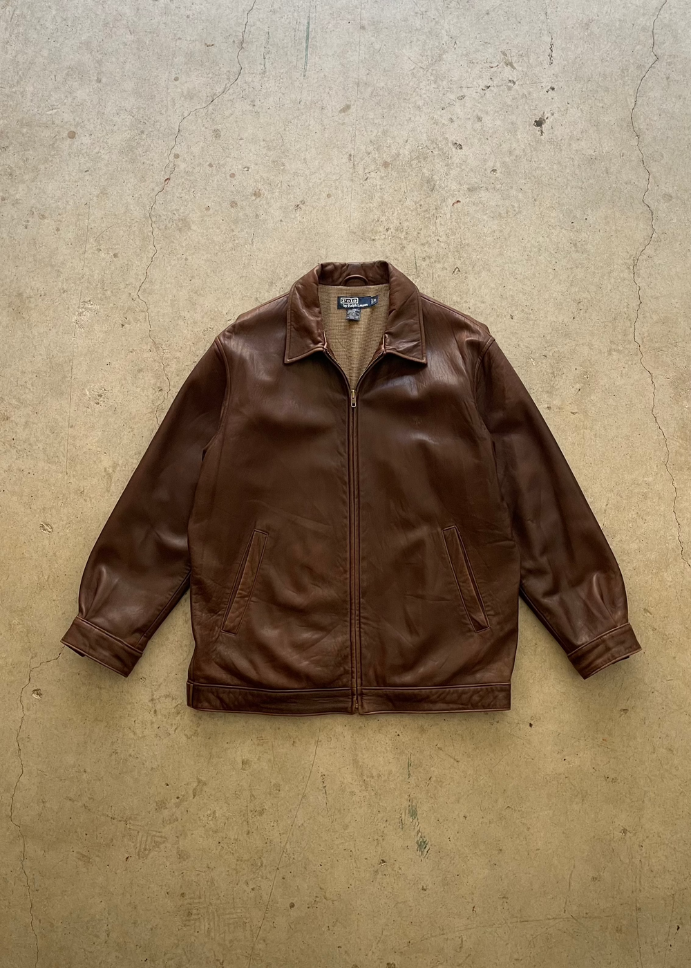 1990S RALPH LAUREN BROWN LEATHER JACKET - M