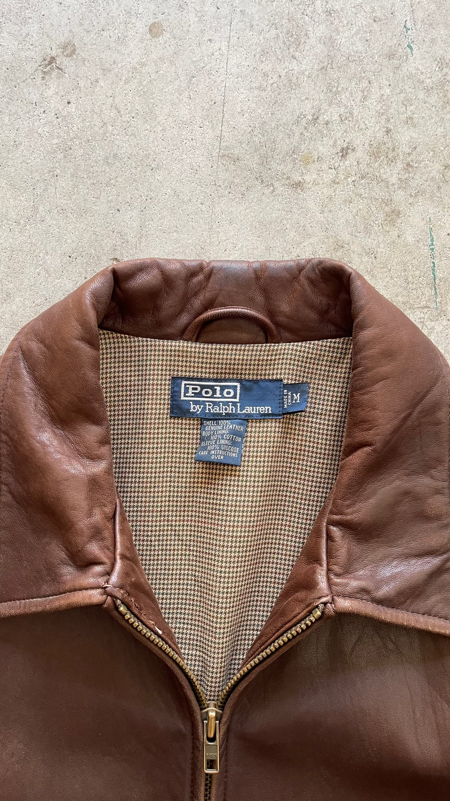 1990S RALPH LAUREN BROWN LEATHER JACKET - M