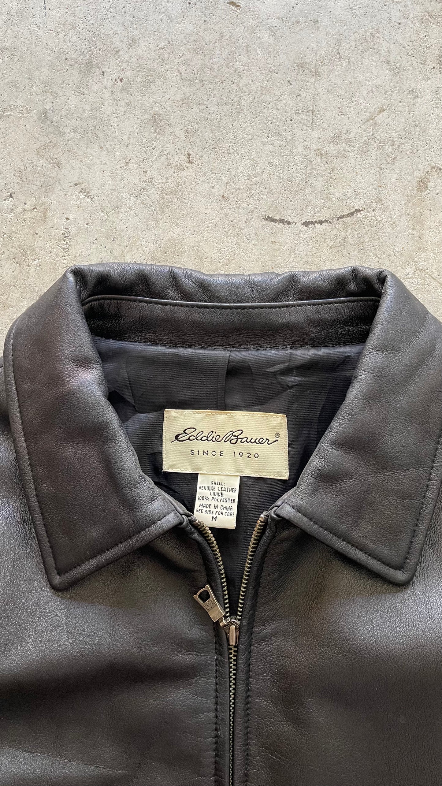 1990S EDDIE BAUER BLACK LEATHER JACKET - M
