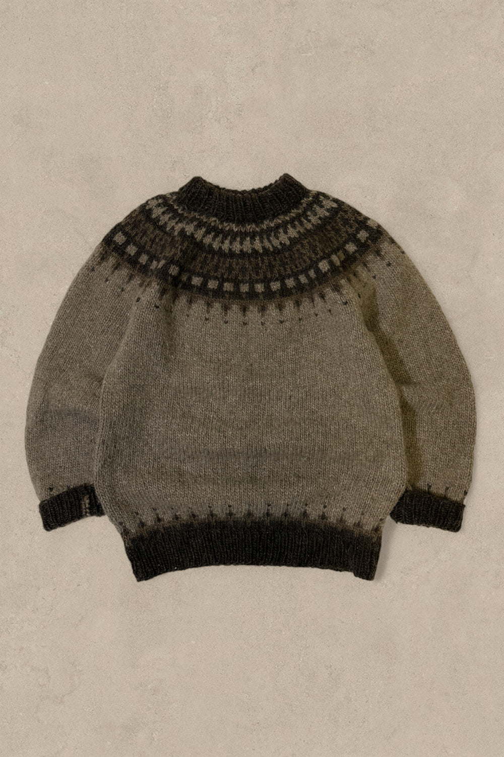 1990S - BEIGE/BROWN WOOL SWEATER - L