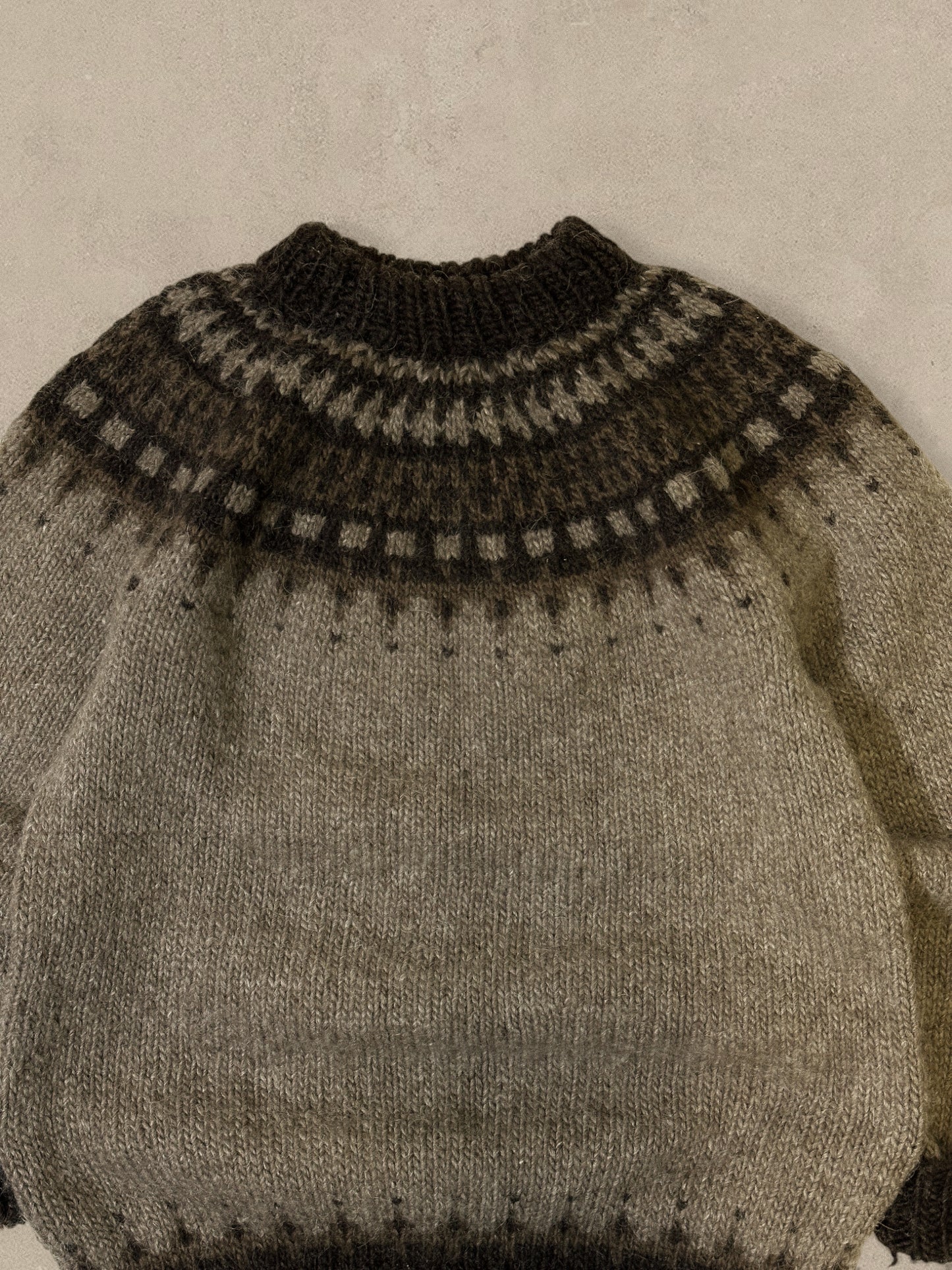 1990S - BEIGE/BROWN WOOL SWEATER - L