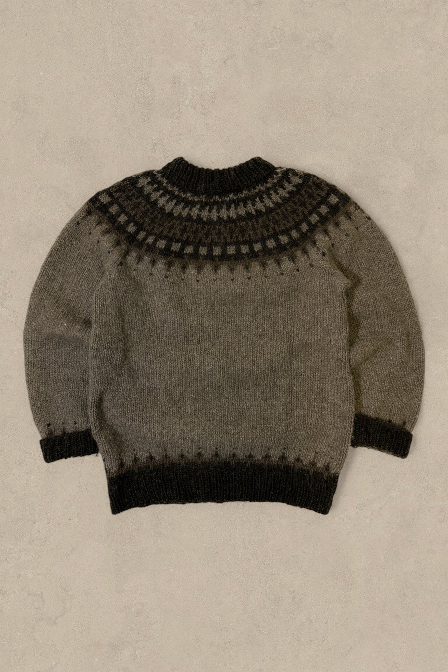 1990S - BEIGE/BROWN WOOL SWEATER - L