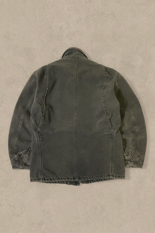 1990S - GREEN FADED CARHARTT CHORE JACKET - S