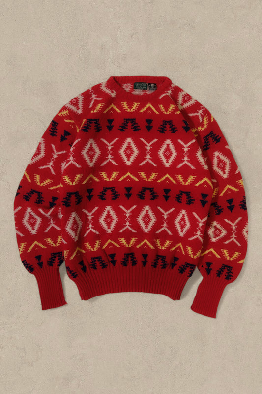 1990S RED/WHITE WOOL SWEATER - XL