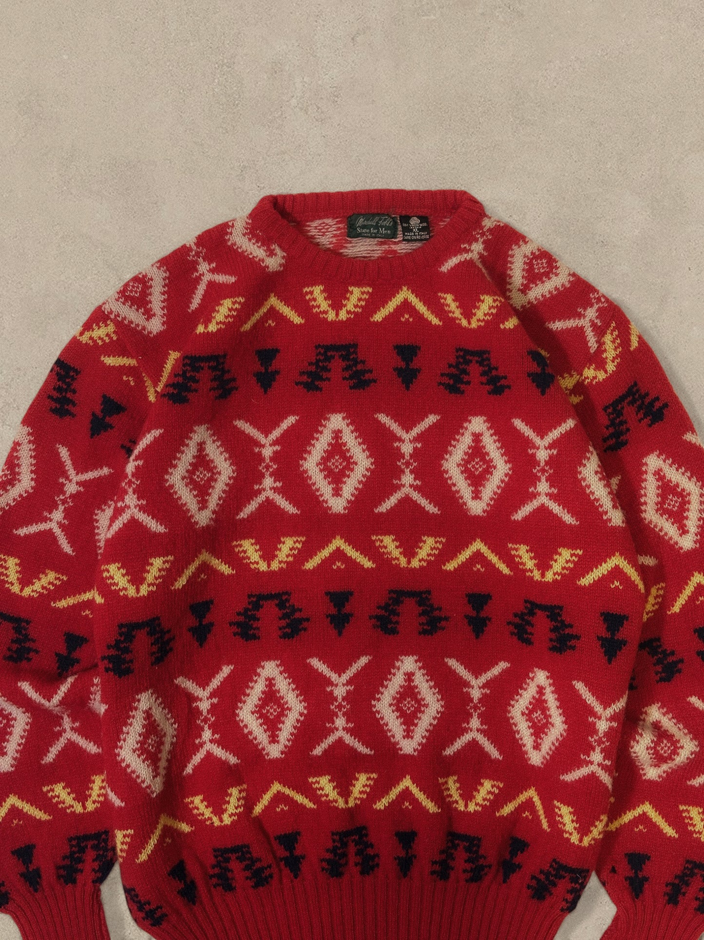 1990S RED/WHITE WOOL SWEATER - XL