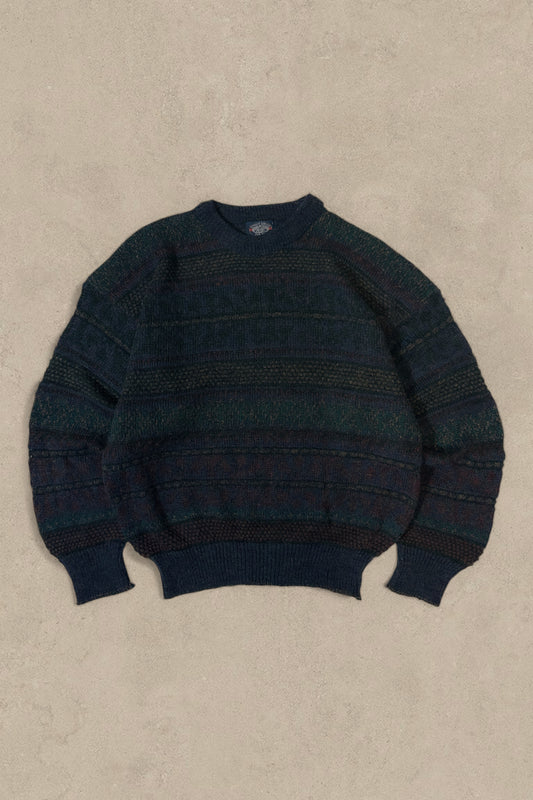 1990S - NAVY/GREEN SWEATER - L