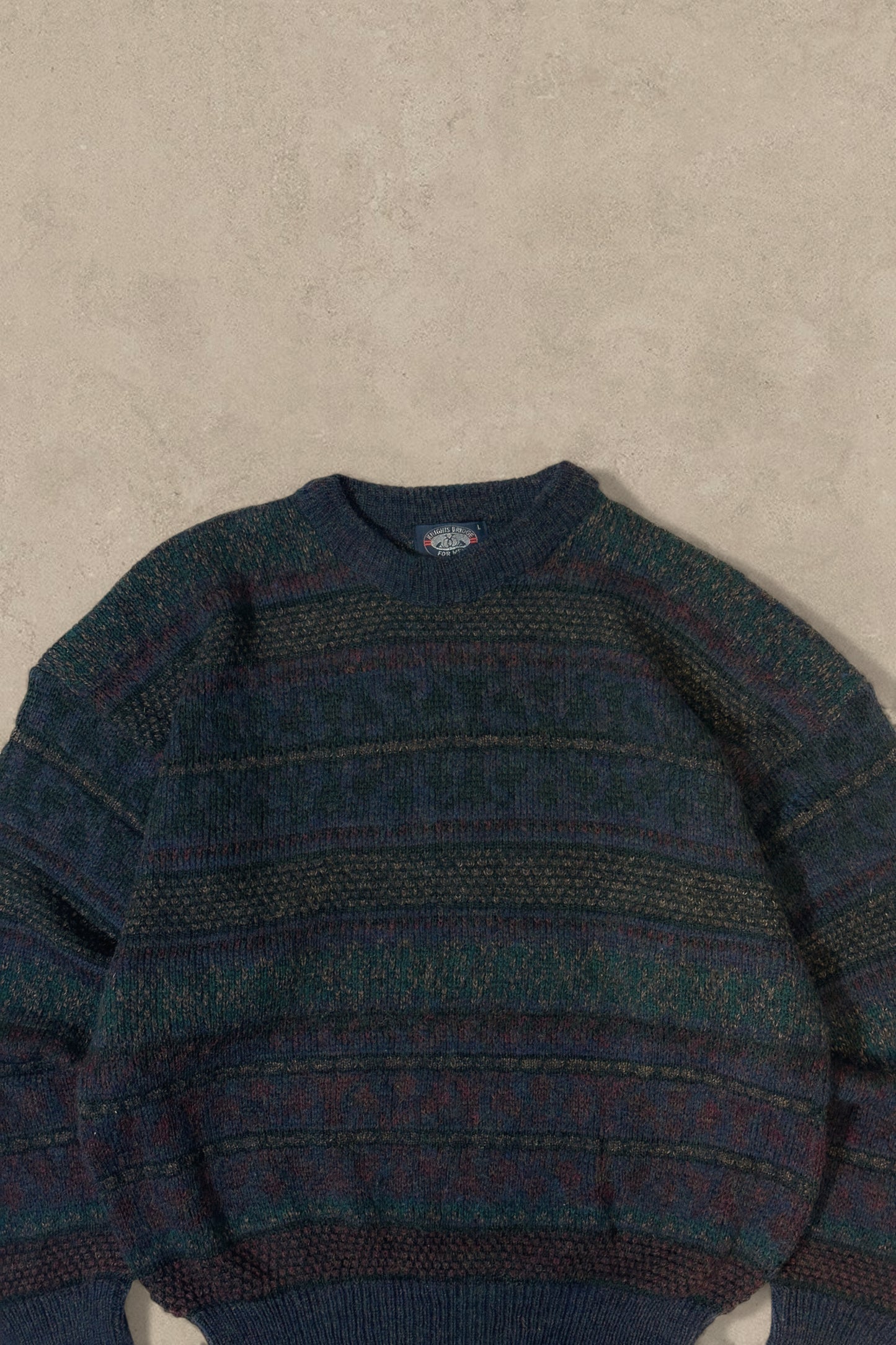 1990S - NAVY/GREEN SWEATER - L