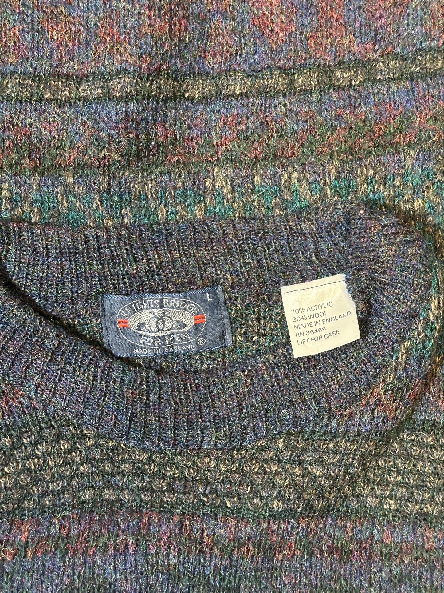 1990S - NAVY/GREEN SWEATER - L