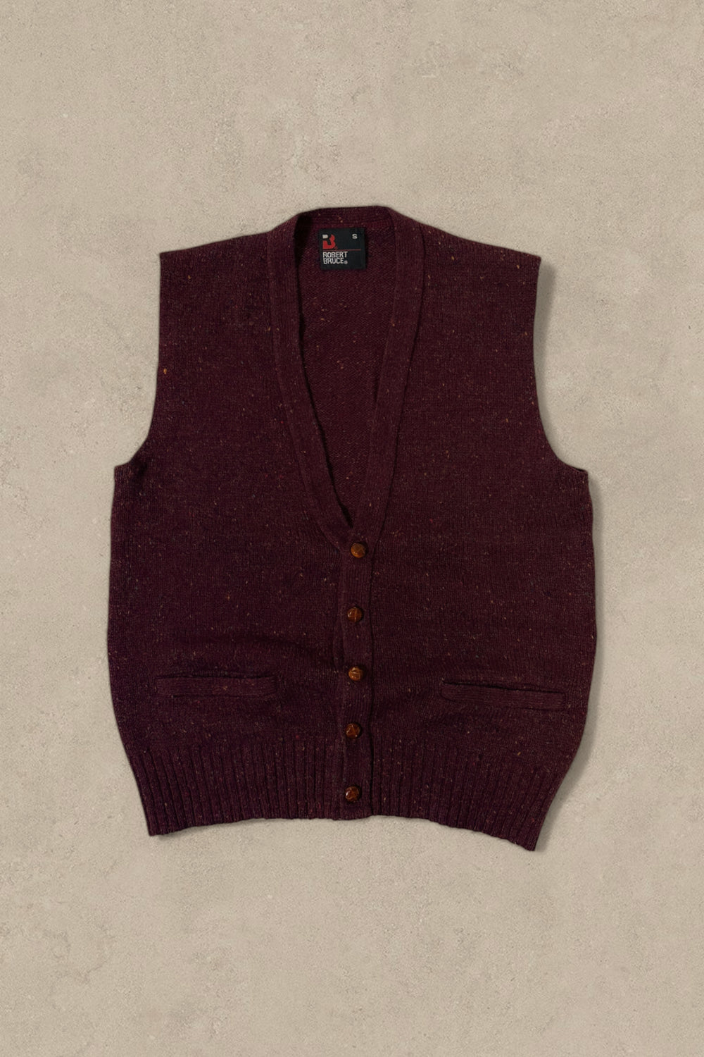 1990S - BURGUNDY WOOL VEST - S