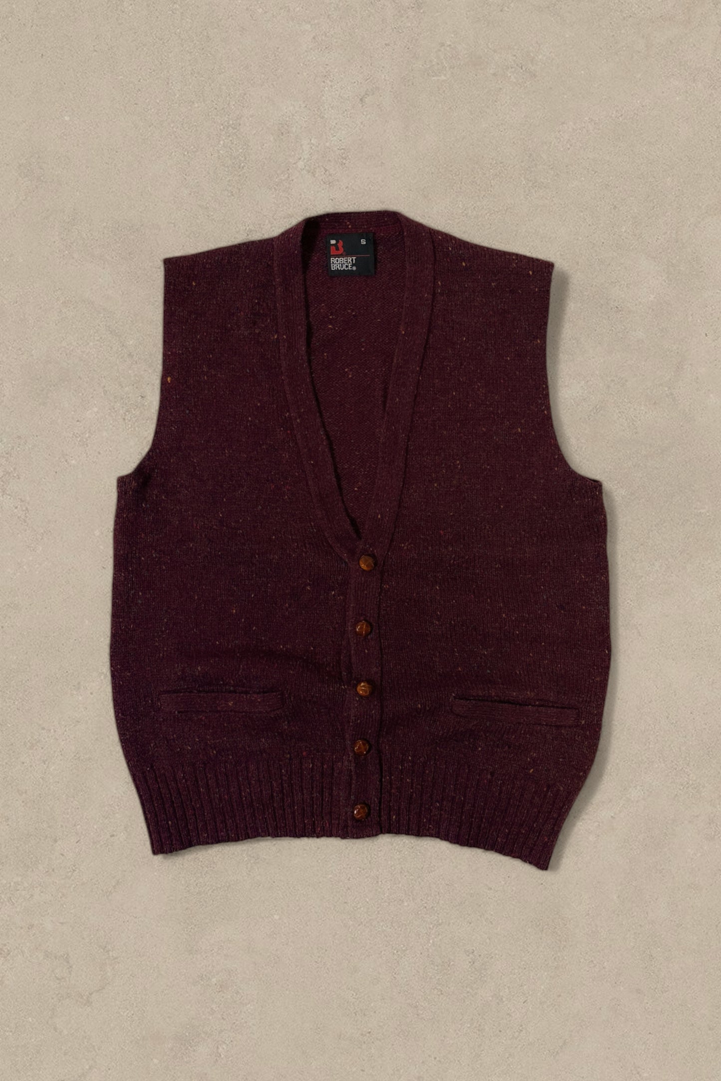 1990S - BURGUNDY WOOL VEST - S