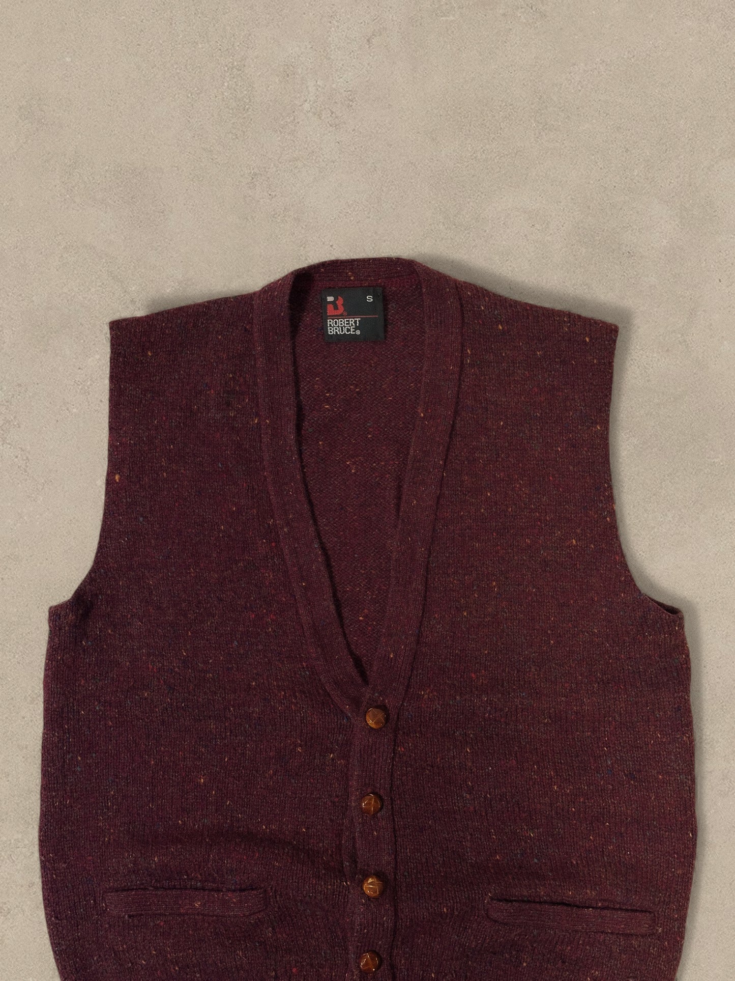 1990S - BURGUNDY WOOL VEST - S