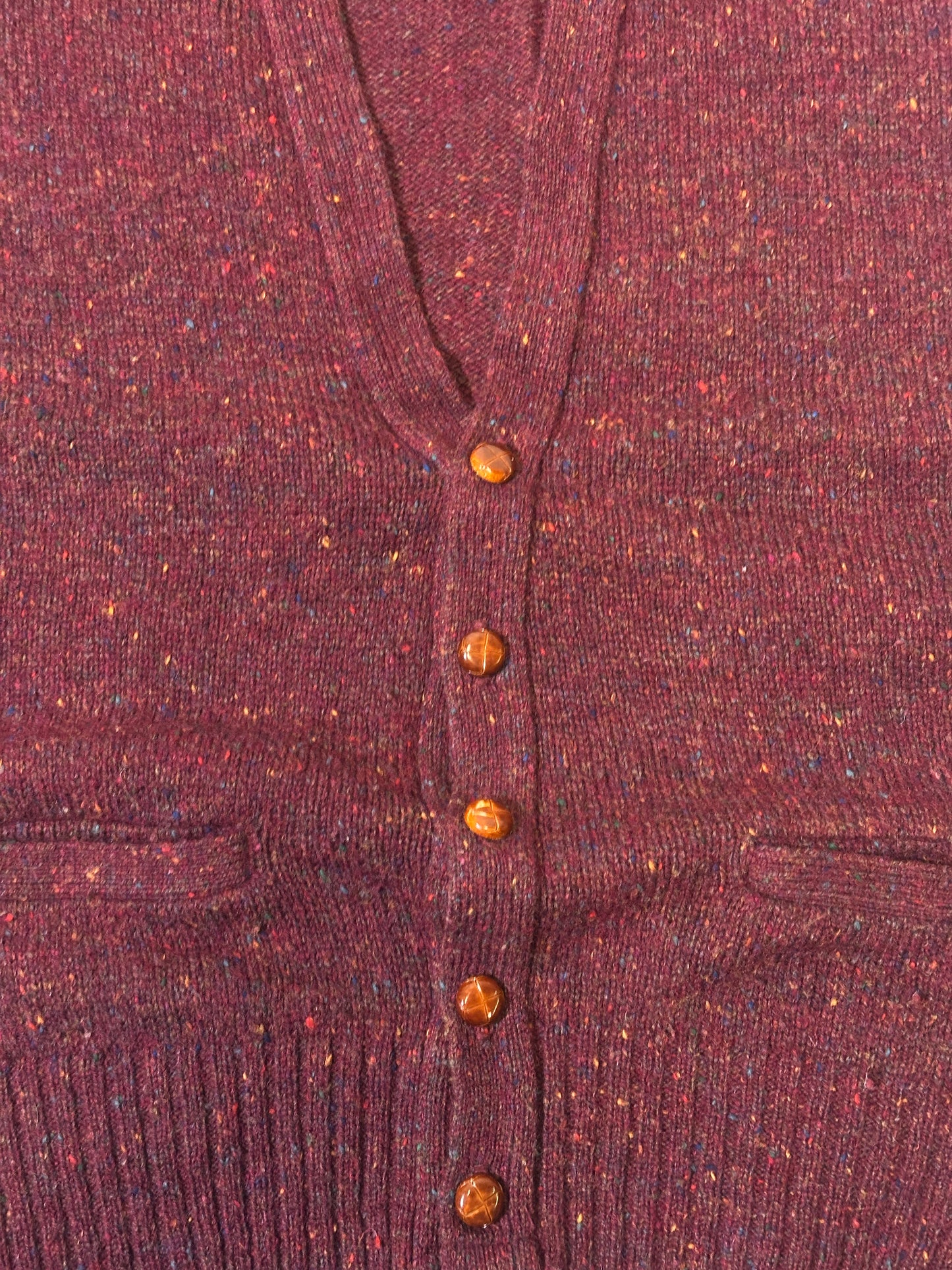 1990S - BURGUNDY WOOL VEST - S