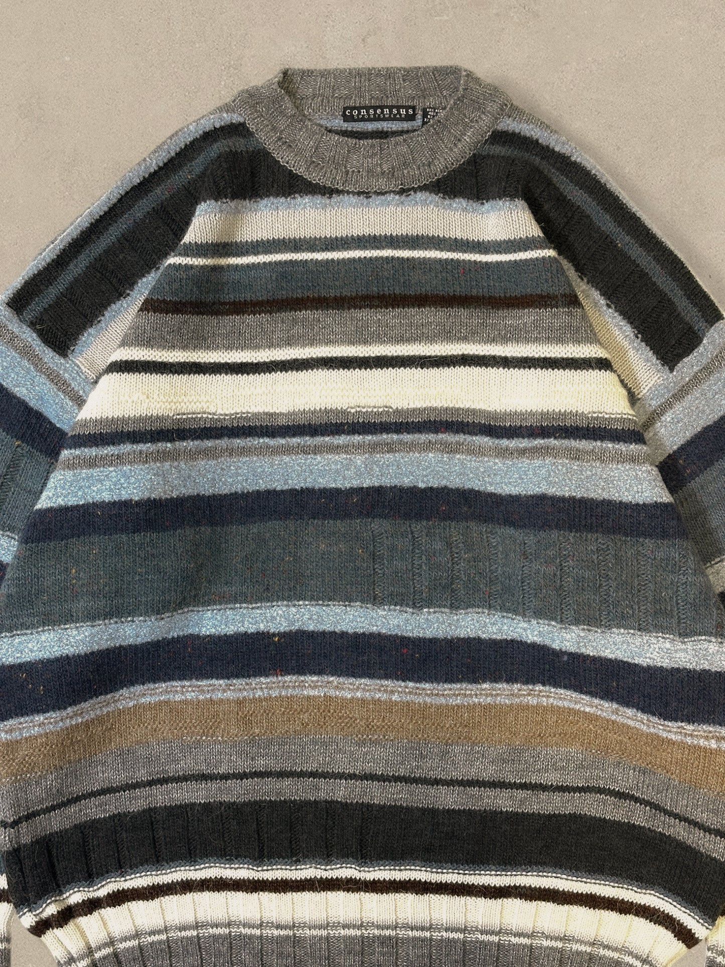1990S - BLUE/NAVY STRIPED SWEATER - XL