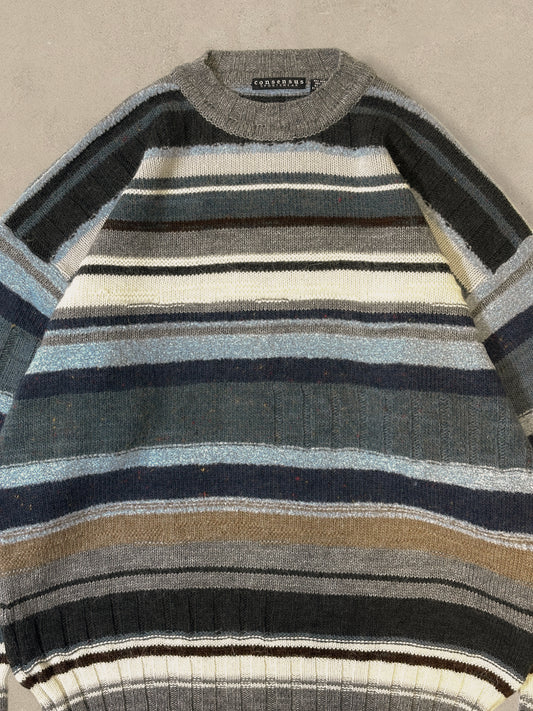 1990S - BLUE/NAVY STRIPED SWEATER - XL