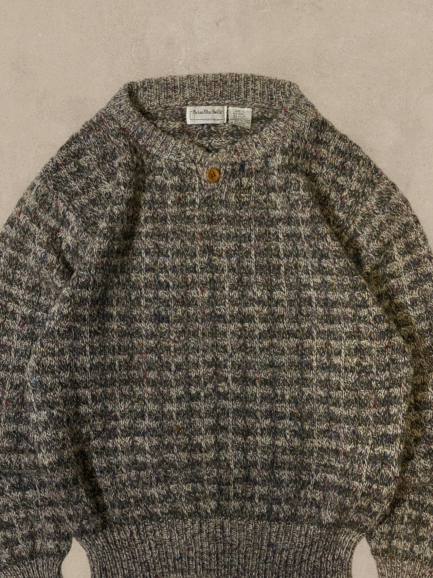 1990S GREY/CREAM SWEATER - L