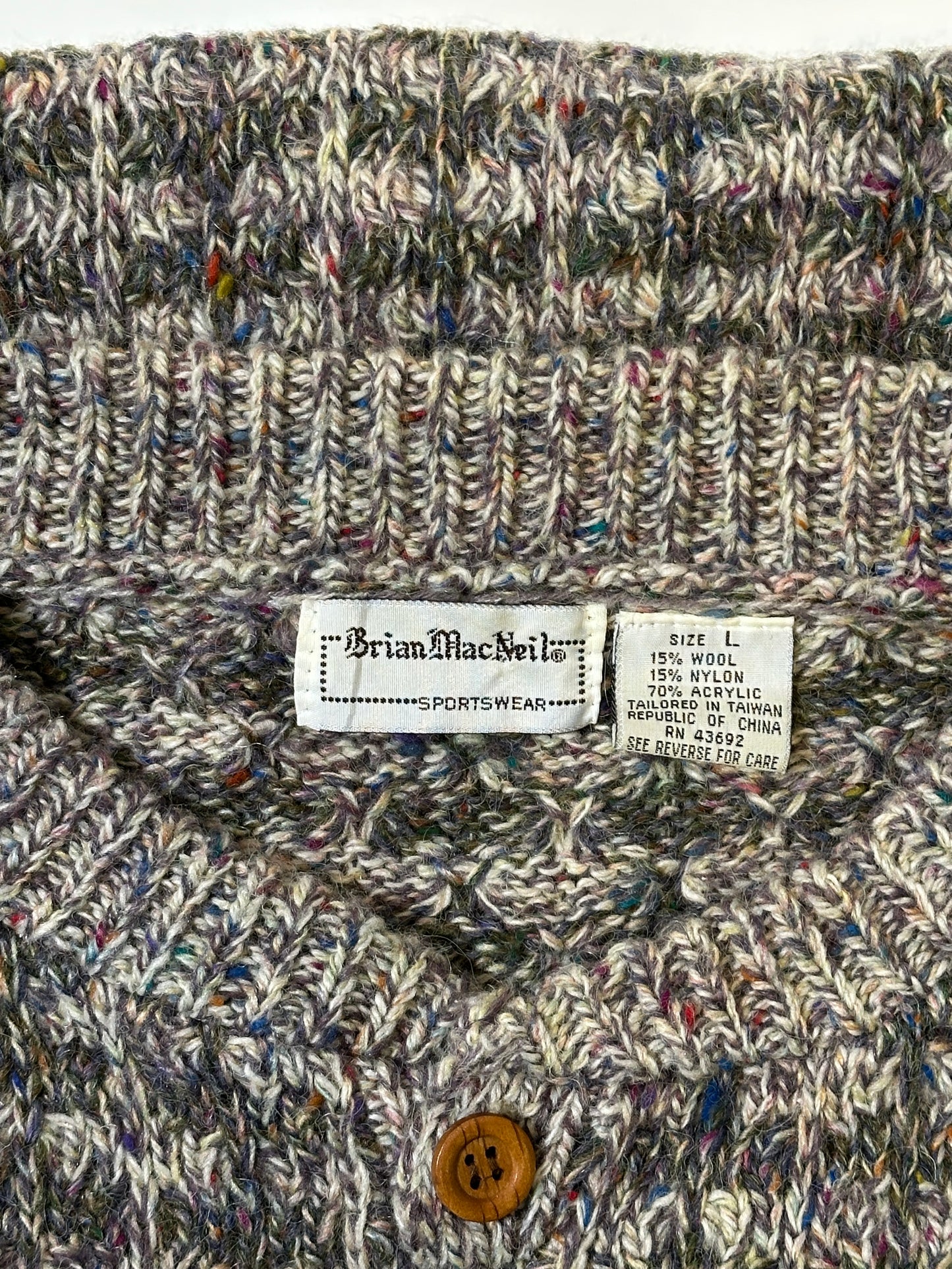 1990S GREY/CREAM SWEATER - L